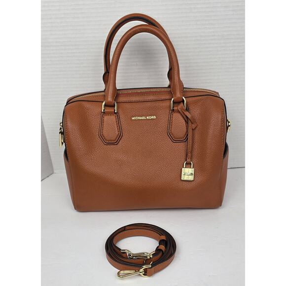 Michael Kors Orange Leather Studio Mercer Medium Satchel Crossbody - Picture 1 of 7